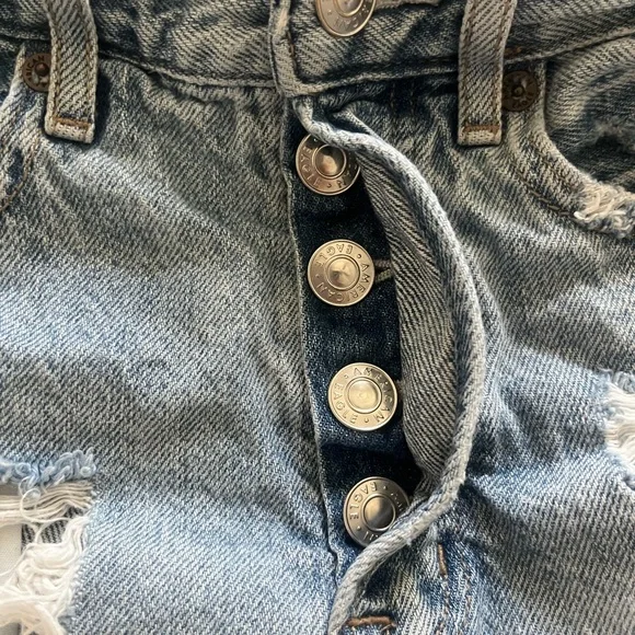 American Eagle Outfitters Light Blue Distressed Jean Shorts - Picture 5 of 6